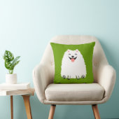 白おもしろいポメラニア犬漫画犬かわいい クッション (椅子)