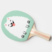 白おもしろいポメラニア犬 卓球ラケット (横)