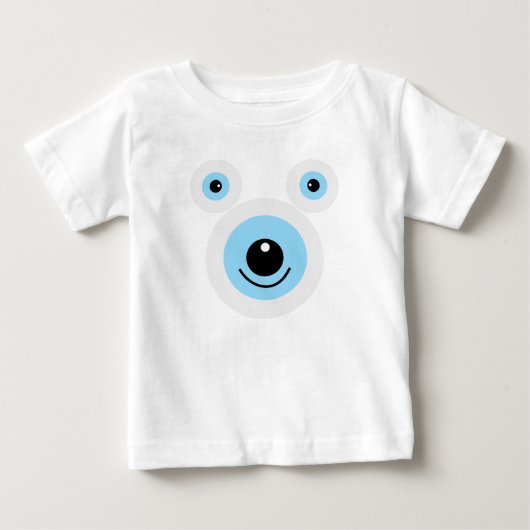 白おもしろい熊顔 ベビーTシャツ (正面)