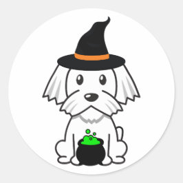 白おもしろい犬は魔女だ ラウンドシール