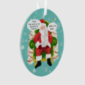 白おもしろい猫がサンタを訪れカスタムる写真 オーナメント (正面)