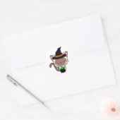 白おもしろい猫は魔女だ ラウンドシール (封筒)