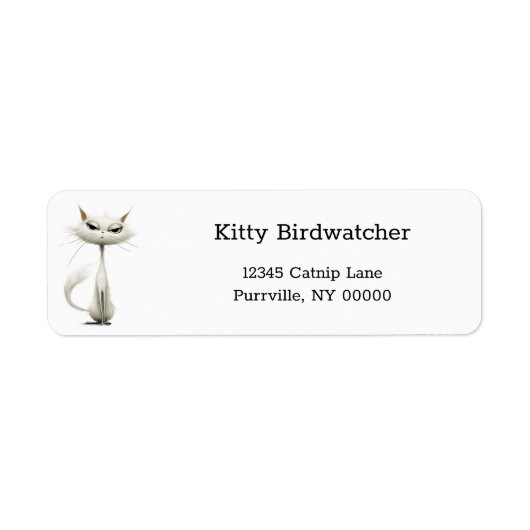 白おもしろい猫差出人住所 ラベル (正面)
