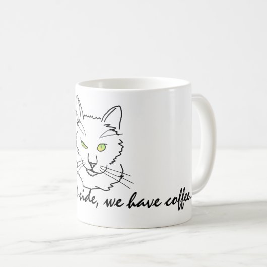 白おもしろい猫 コーヒーマグカップ (正面右)