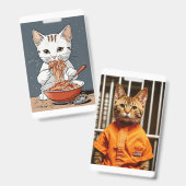 白おもしろい猫 バッジ (正面＆裏面)