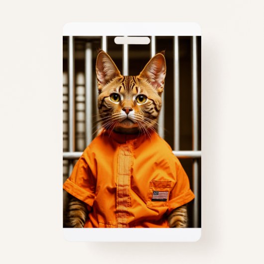 白おもしろい猫 バッジ (裏面)