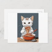 白おもしろい猫 ポストカード (正面/裏面)