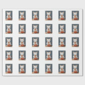 白おもしろい猫 ラッピングペーパー (フラット)