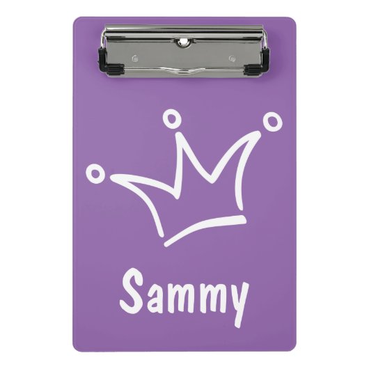 白おもしろい王冠+背中。&文字 ミニクリップボード (正面)