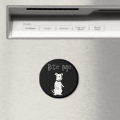 白おもしろい米のブルドッグが漫画にかみつく マグネット (インサイチュ (食洗機))