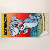 白おもしろい素晴らしサメビーチタオル ビーチタオル (正面)