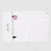 白おもしろい線に乗ったかわいいバブルガム ゴルフタオル (横)