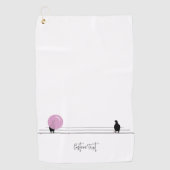 白おもしろい線に乗ったかわいいバブルガム ゴルフタオル (正面)