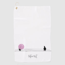 白おもしろい線に乗ったかわいいバブルガム ゴルフタオル