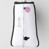 白おもしろい線に乗ったかわいいバブルガム ゴルフヘッドカバー (回転90)