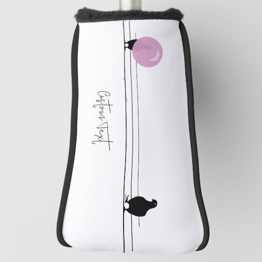 白おもしろい線に乗ったかわいいバブルガム ゴルフヘッドカバー (回転90)