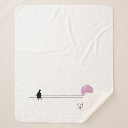 白おもしろい線に乗ったかわいいバブルガム シェルパブランケット (正面)