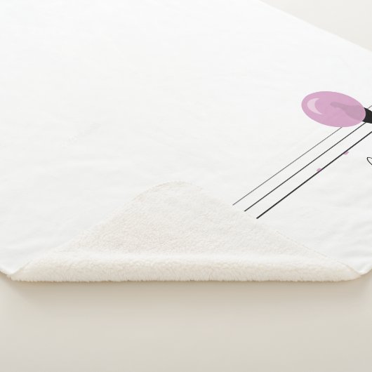 白おもしろい線に乗ったかわいいバブルガム シェルパブランケット (3/4)