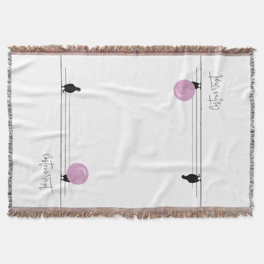 白おもしろい線に乗ったかわいいバブルガム スローブランケット (正面)