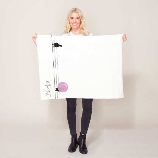 白おもしろい線に乗ったかわいいバブルガム フリースブランケット (インサイチュ)