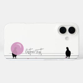 白おもしろい線に乗ったかわいいバブルガム iPhone 16ケース