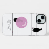 白おもしろい線に乗ったかわいいバブルガム iPhone 16ケース (裏面横)