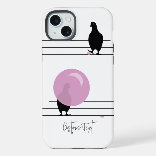 白おもしろい線に乗ったかわいいバブルガム iPhone 16ケース (裏面)