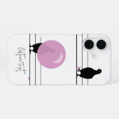 白おもしろい線に乗ったかわいいバブルガム iPhone 16ケース (裏面横)