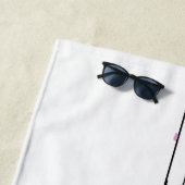 白おもしろい線の上にかわいいピンクのバブルガムの鳥 ビーチタオル (インサイチュ)