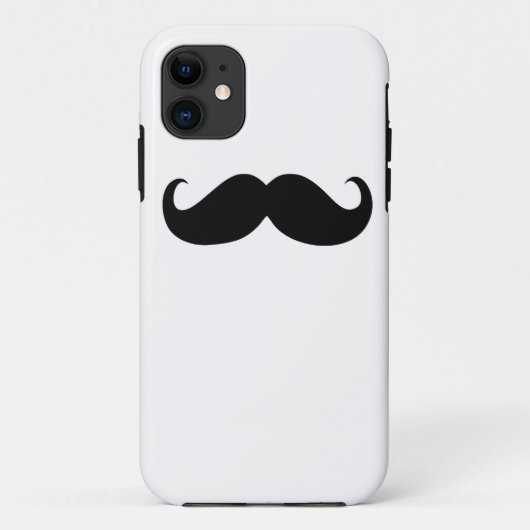 白おもしろい背景の黒い口ひげ Case-Mate iPhoneケース (裏面)