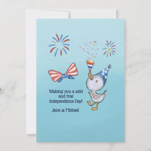 白おもしろい色の愛国のガチョウ シーズンカード (裏面)