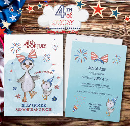 白おもしろい色の愛国のガチョウ 招待状