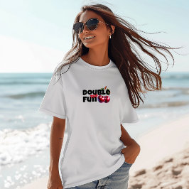 白おもしろい赤さくらんぼvibeスローガン母日 tシャツ