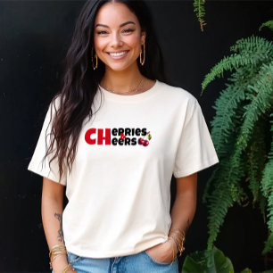 白おもしろい赤さくらんぼvibeスローガン母日 tシャツ