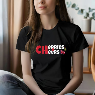 白おもしろい赤さくらんぼvibeスローガン母日 tシャツ