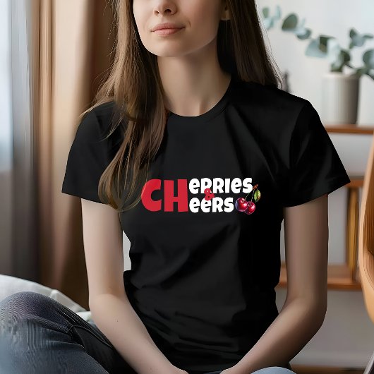 白おもしろい赤さくらんぼvibeスローガン母日 tシャツ