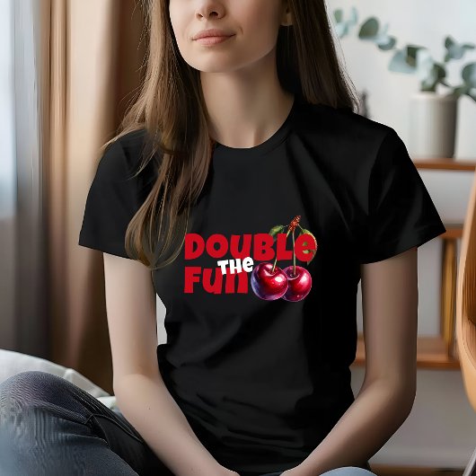 白おもしろい赤さくらんぼvibeスローガン母日 tシャツ