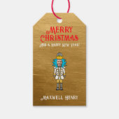 白おもしろい銀金ゴールドくるみ割り器メリークリスマス ギフトタグ (正面)