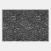 白おもしろい黒のお父さんの日のプレゼント ラッピングペーパーシート (正面3)