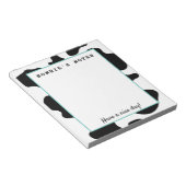 白おもしろい黒の牛のカスタム斑点書 ノートパッド (アングル)