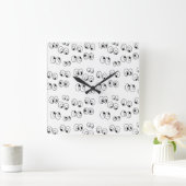 白おもしろい黒の眼玉パターン スクエア壁時計 (ホーム)