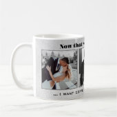 白おもしろい黒の結婚写真マググ コーヒーマグカップ (左)