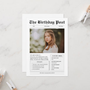 白おもしろい黒新聞の10代の誕生日 招待状