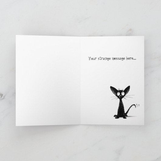 白おもしろい黒猫アートカスタム カード (内部)