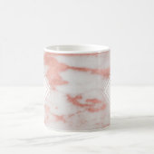白およびばら色の金ゴールドの大理石のモノグラムのイニシャル コーヒーマグカップ (中央)