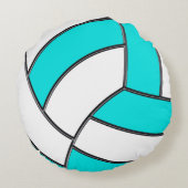 白およびターコイズのバレーボールの枕変更色 ラウンドクッション (裏面)
