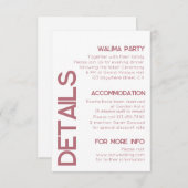 白およびバラ金ゴールド結婚タイポグラフィ詳細 エンクロージャーカード (正面/裏面)