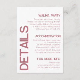 白およびバラ金ゴールド結婚タイポグラフィ詳細 エンクロージャーカード