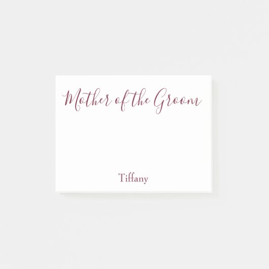 白およびバーガンディを結婚している新郎の母 ポストイット (正面)