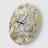 白およびブラウンの大理石の金ローマ数字 ラージ壁時計 (傾斜)